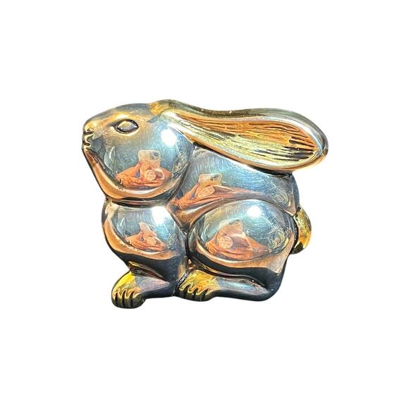 Vintage Best Sterling Bunny Pin Pendant Two-Tone Gold Silver Rabbit Brooch - Picture 1 of 8